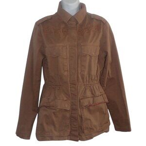 Gramicci Field Jacket Women S Brown Snap Embroidered Artisan Wash Cargo Gorpcore